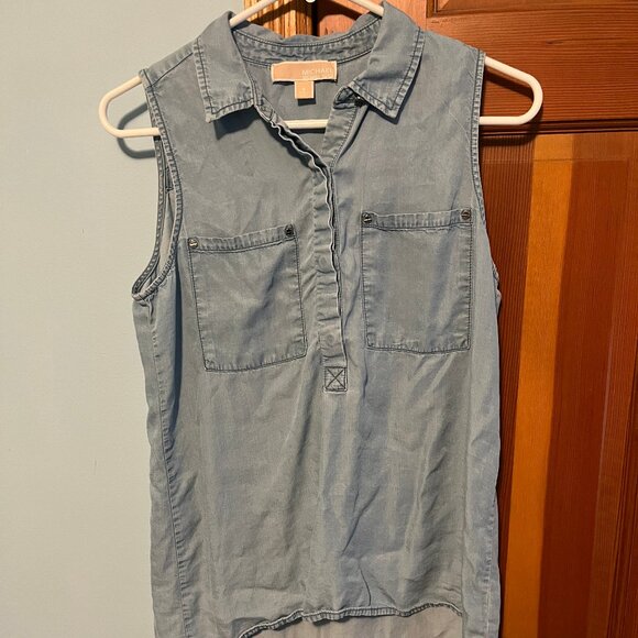 Michael Kors sleeveless chambray top - Picture 1 of 2